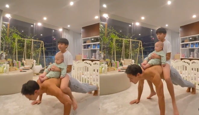 Khoảnh khắc ái nữ Hà Hồ ngủ gục trên người bố khiến dân tình phát sốt
