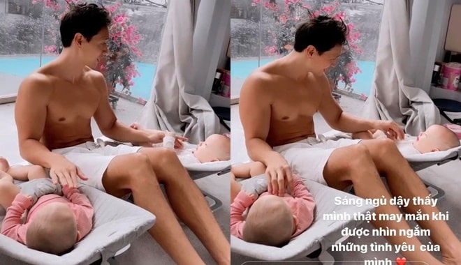 Khoảnh khắc ái nữ Hà Hồ ngủ gục trên người bố khiến dân tình phát sốt