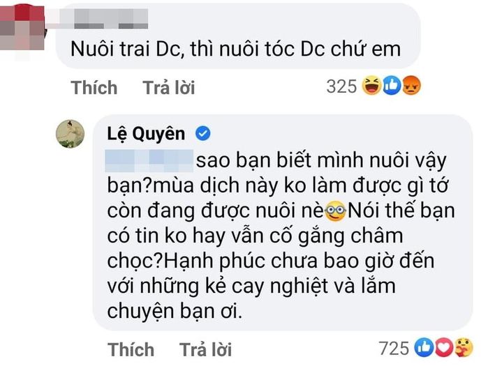 Lệ Quyên liên tục phản ứng khi yêu trai kém 1 giáp