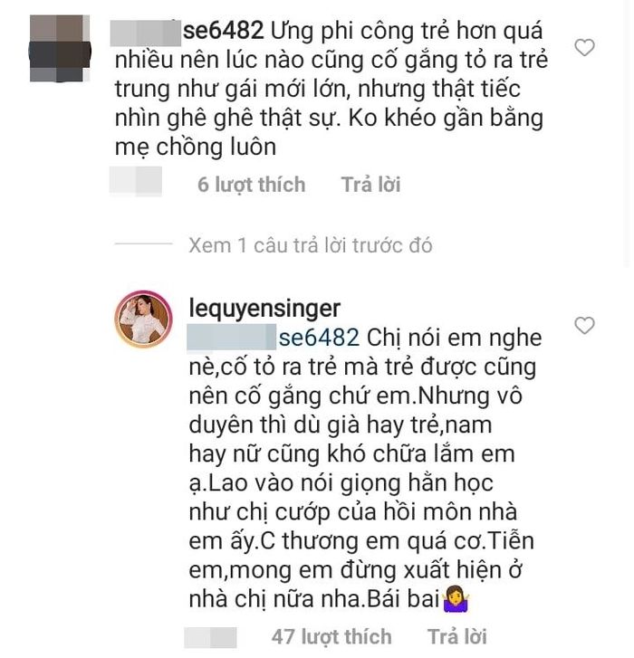 Lệ Quyên liên tục phản ứng khi yêu trai kém 1 giáp