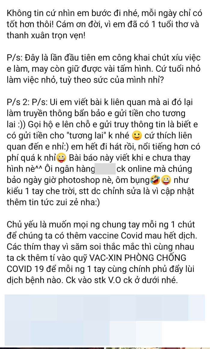 Sự thật về việc Vy Oanh chuyển tiền từ thiện nhưng ngày ở tương lai