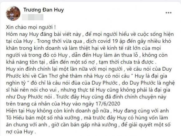 Tình trạng nguy khốn của sao Việt mùa dịch: Trương Đan Huy vỡ nợ