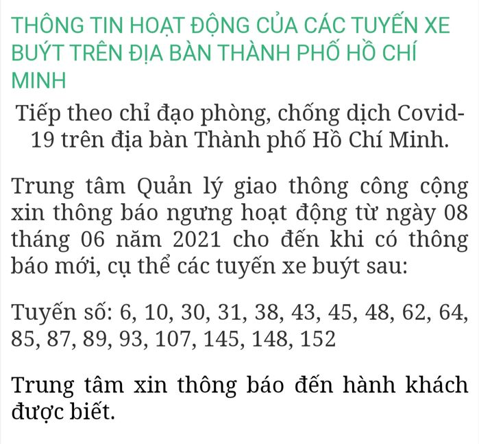 Từ 08/06, thêm 18 tuyến xe buýt tại TP.HCM chính thức ngừng hoạt động