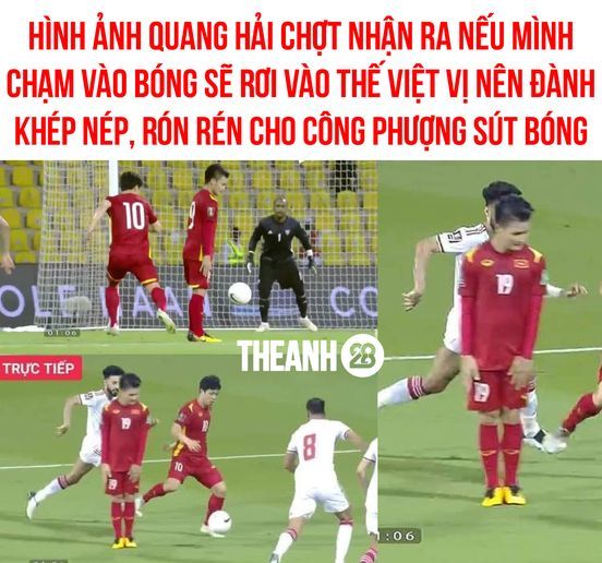 Vì sao Quang Hải đứng im không tham gia vào pha bóng của Công Phượng?