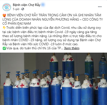BV Chợ Rẫy cảm ơn tấm lòng nhân ái của gia đình bà Phương Hằng
