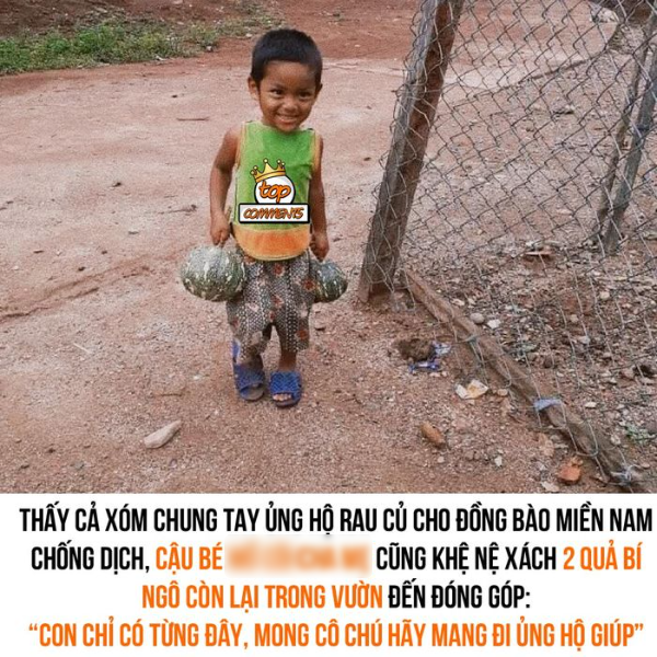Cậu bé ôm 2 quả bí ủng hộ Sài Gòn: Con chỉ có từng đây