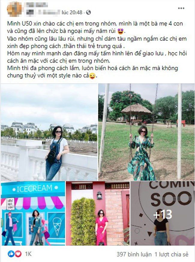 Chị ngoại U50 diện croptop, quần yếm, CĐM tưởng mẹ 1 con