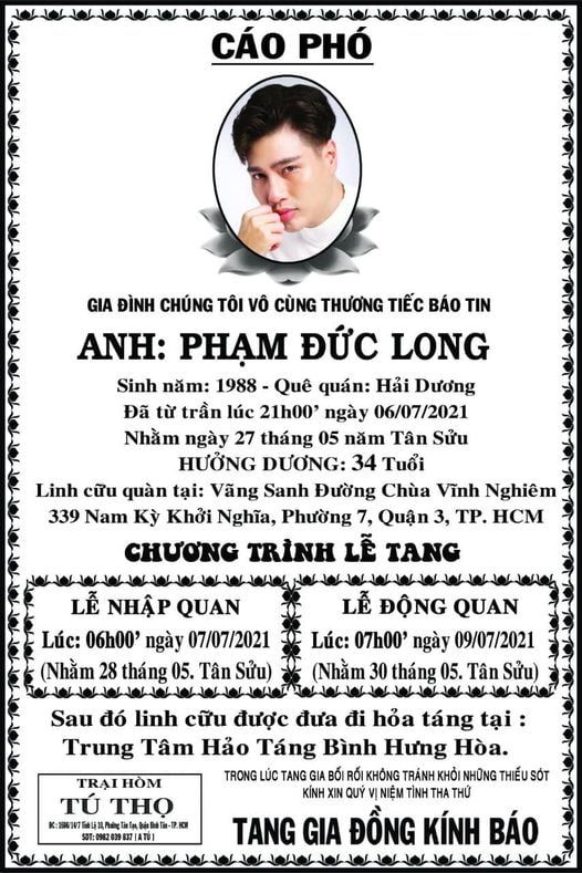 Đám tang cô quạnh, thưa người của diễn viên Đức Long trong mùa dịch