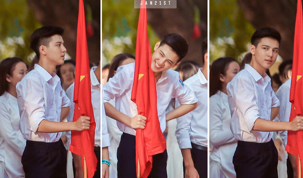 Hot boy cầm cờ năm nào giờ đã là sinh viên: ngoại hình có còn “mlem”