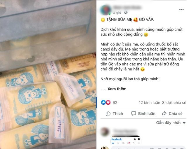 Giúp nhau mùa dịch: Mẹ bỉm rủ nhau san sẻ từng túi sữa mẹ trữ đông