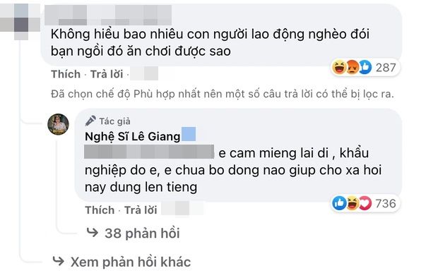 Sao Việt đáp trả khi anti-fan dạy đời: Lê Giang yêu cầu câm miệng