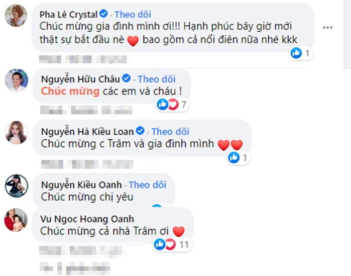 Sao Việt thi nhau chúc mừng Võ Hạ Trâm mẹ tròn con vuông