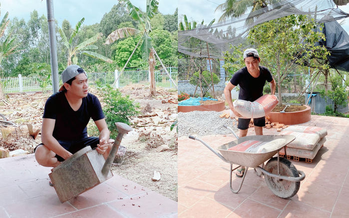 Sao Việt về quê tránh dịch: Minh Luân làm vườn, phun thuốc trừ sâu