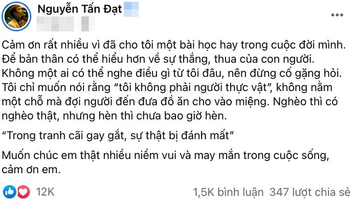 Văn vở của sao nam khi chia tay: lần nào cũng chúc em hạnh phúc