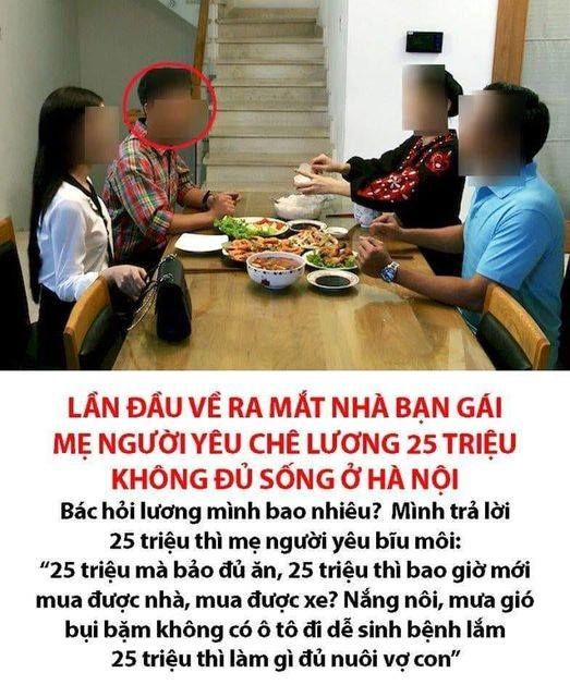 Về ra mắt nhà gái, bị mẹ người yêu chê vì chỉ kiếm được 25 triệu/tháng
