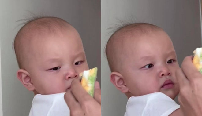 Chuẩn thánh háu ăn, Leon chép miệng liên tục khi thấy bố ăn