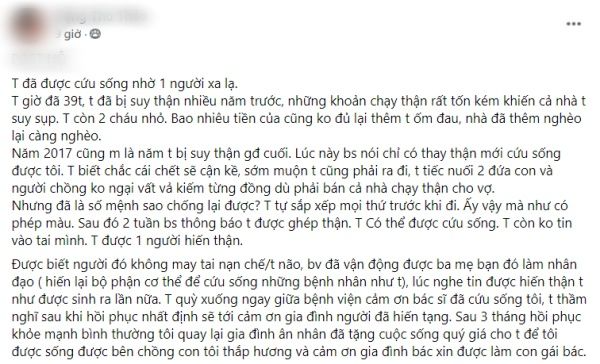 Cô gái suy thận hồi sinh kì diệu, nay làm điều diệu kì để trả ơn đời