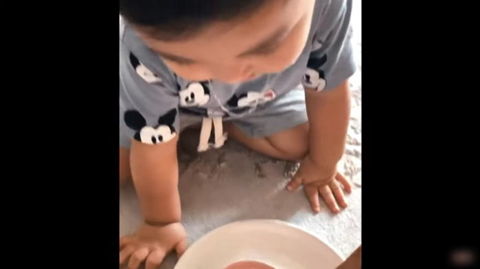 Cưng xỉu Bo Thúi vừa ăn vừa khen mẹ Hòa Minzy bánh flan nhon