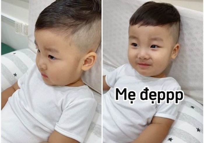 Cưng xỉu Bo Thúi vừa ăn vừa khen mẹ Hòa Minzy bánh flan nhon