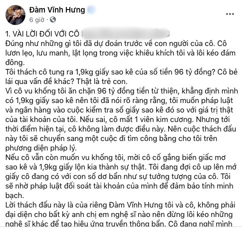 Đàm Vĩnh Hưng: Tôi là người làm ra tiền có đáng để làm điều thất đức