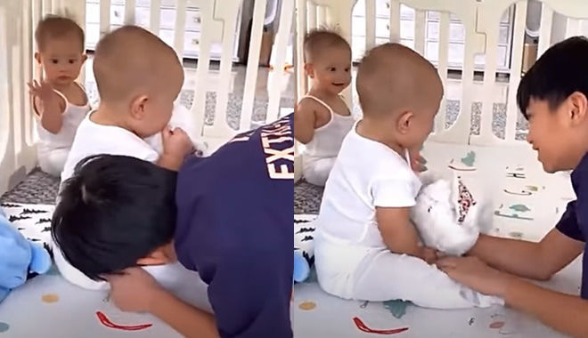 Khoảnh khắc chơi đùa đáng yêu của Subeo và Suchin trước khi đi ngủ