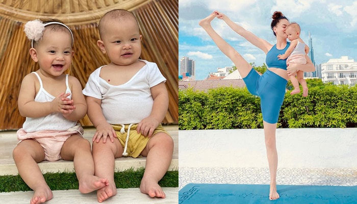 Sau tiêm ngừa, Leon hóa thành cục tạ ngoan giúp mẹ Hà tập squat