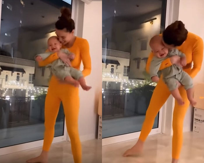 Sau tiêm ngừa, Leon hóa thành cục tạ ngoan giúp mẹ Hà tập squat