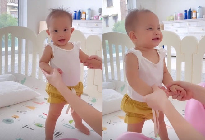 Lisa 9 tháng đã phân biệt được màu sắc, không uổng công Subeo chỉ bảo