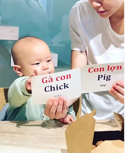 Lisa 9 tháng đã phân biệt được màu sắc, không uổng công Subeo chỉ bảo