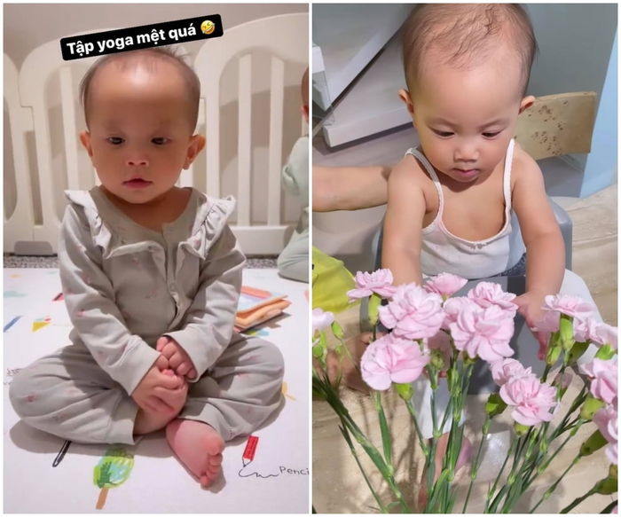 Lisa 9 tháng tuổi: Thích chụp ảnh tự sướng, biết cắm hoa cùng mẹ