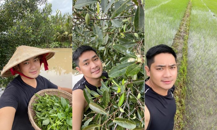 Minh Luân khuân vác, giải cứu lương thực đến mổ heo chia cho bà con