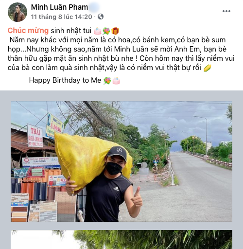 Minh Luân khuân vác, giải cứu lương thực đến mổ heo chia cho bà con