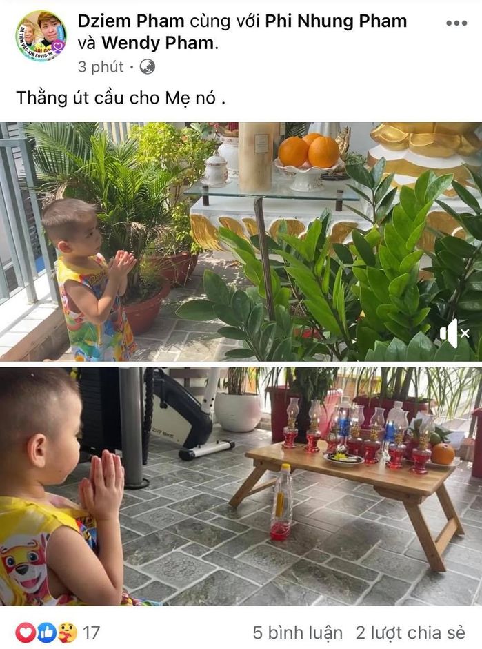 Nghẹn lòng hình ảnh con trai út quỳ gối cầu nguyện cho Phi Nhung