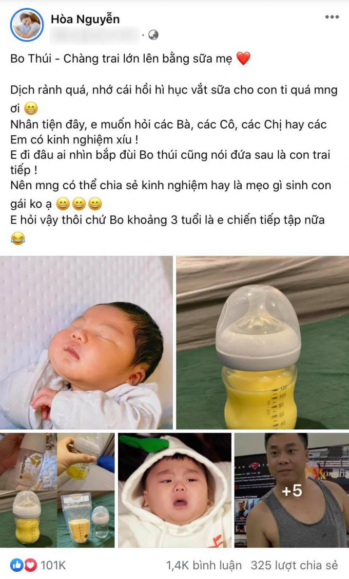 Nuôi con bằng sữa mẹ: Hạ Trâm toát mồ hôi vì con ăn như Thánh Gióng
