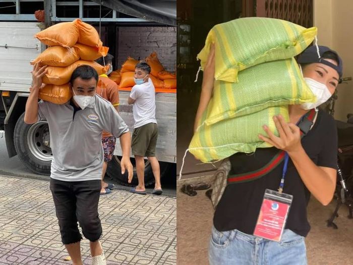 Cảm động: Quyền Linh, Phương Thanh nai lưng vác gạo cứu đời nguy nan