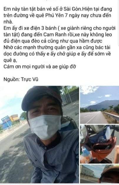 Rơi nước mắt chàng trai đi xe lăn 7 ngày từ Sài Gòn về Phú Yên