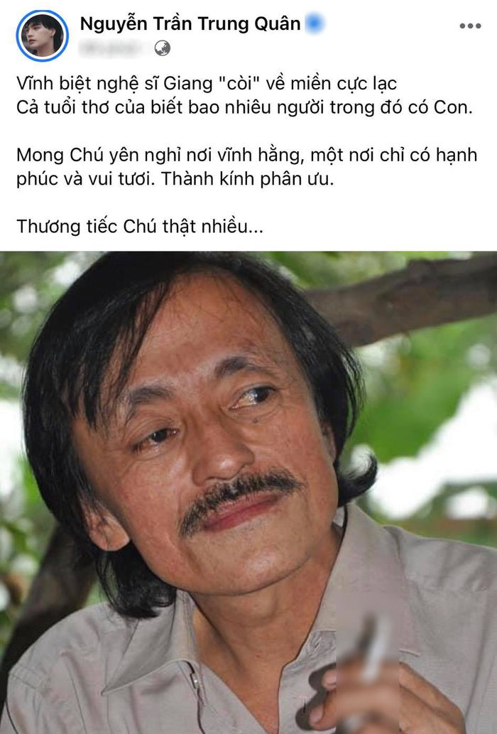 Sao Việt bàng hoàng, khóc thương nghệ sĩ Giang Còi qua đời