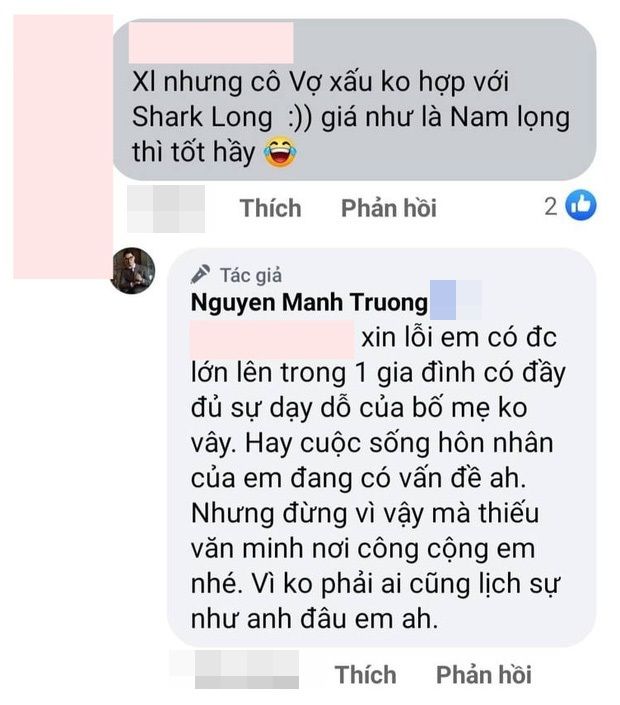 Dàn sao nam bảo vệ vợ khi bị chê bai, Shark Long có nước đi không ngờ