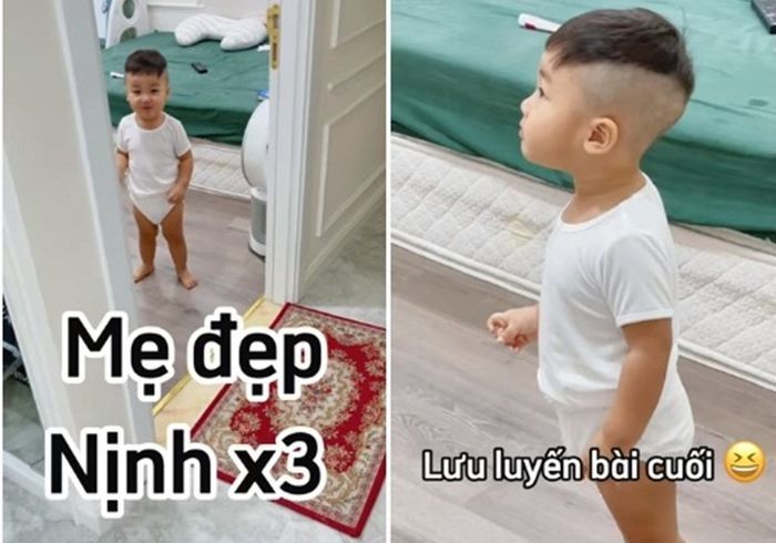 Thấy mẹ Hoà bị mụn, Bo thúi hỏi: Mẹ hết đau chưa và hôn mụn