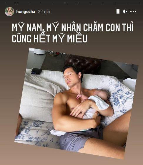 Thay vợ chăm con, sao nam Việt ngủ quên trời đất để con chăm lại