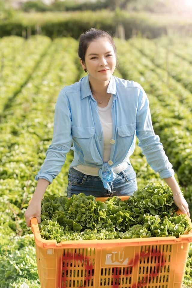 Thời trang làm vườn, hái rau của mỹ nhân Việt: Lý Nhã Kỳ chuẩn thôn nữ