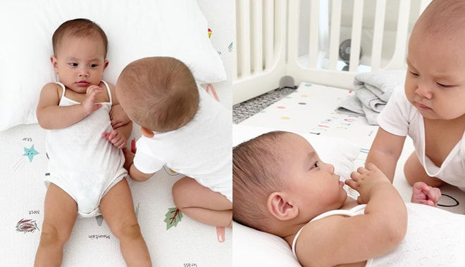 Khoảnh khắc chị chị em em cực yêu của nhóc tì Vbiz