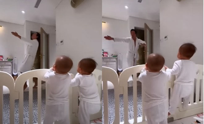 Kim Lý chăm con hết hơi, tốn sức: Nhảy múa đủ trò chỉ để 3 con vui