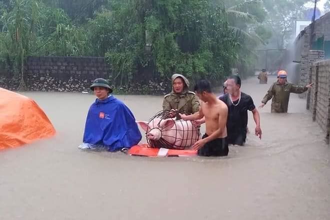 Lũ ập bất ngờ vào quê Công Vinh: Hơn 600 hộ bị ngập, người dân di tản