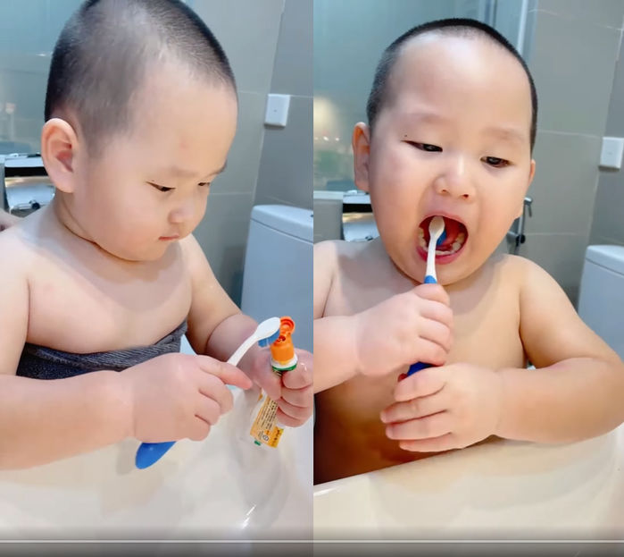 Mới 2 tuổi bé Hayden đã tự làm điều không phải con nít nào cũng biết