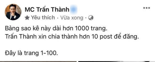 Trấn Thành tung 1.000 trang sao kê kèm tuyên ngôn khiến CĐM vỡ oà