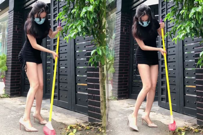 Bà Tưng khởi nghiệp quét rác: Thời trang vẫn gây nhức mắt như thường