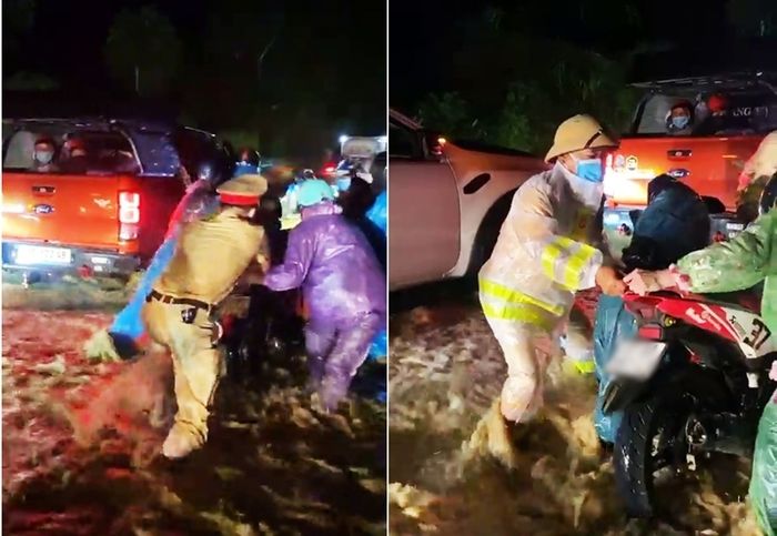 Chạy xe về quê trong đêm, nhiều người vượt lũ chảy xiết ở Quảng Nam