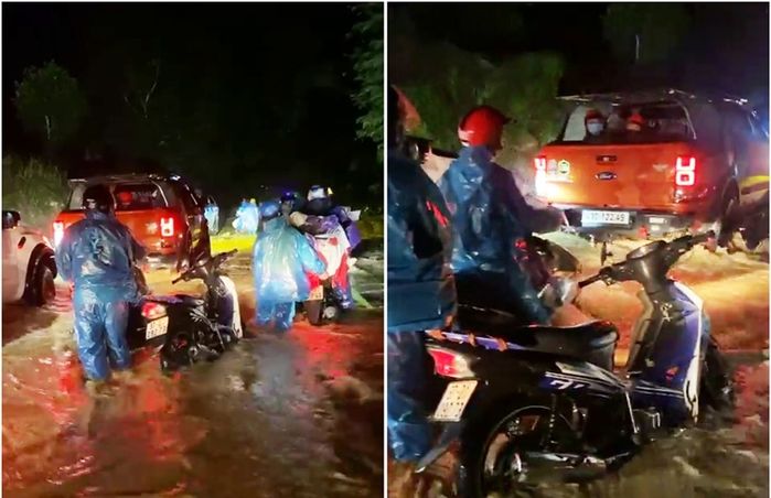 Chạy xe về quê trong đêm, nhiều người vượt lũ chảy xiết ở Quảng Nam