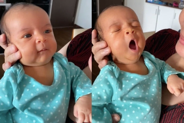 Khoảnh khắc ngáp ngủ siêu cưng của nhóc tì nhà sao